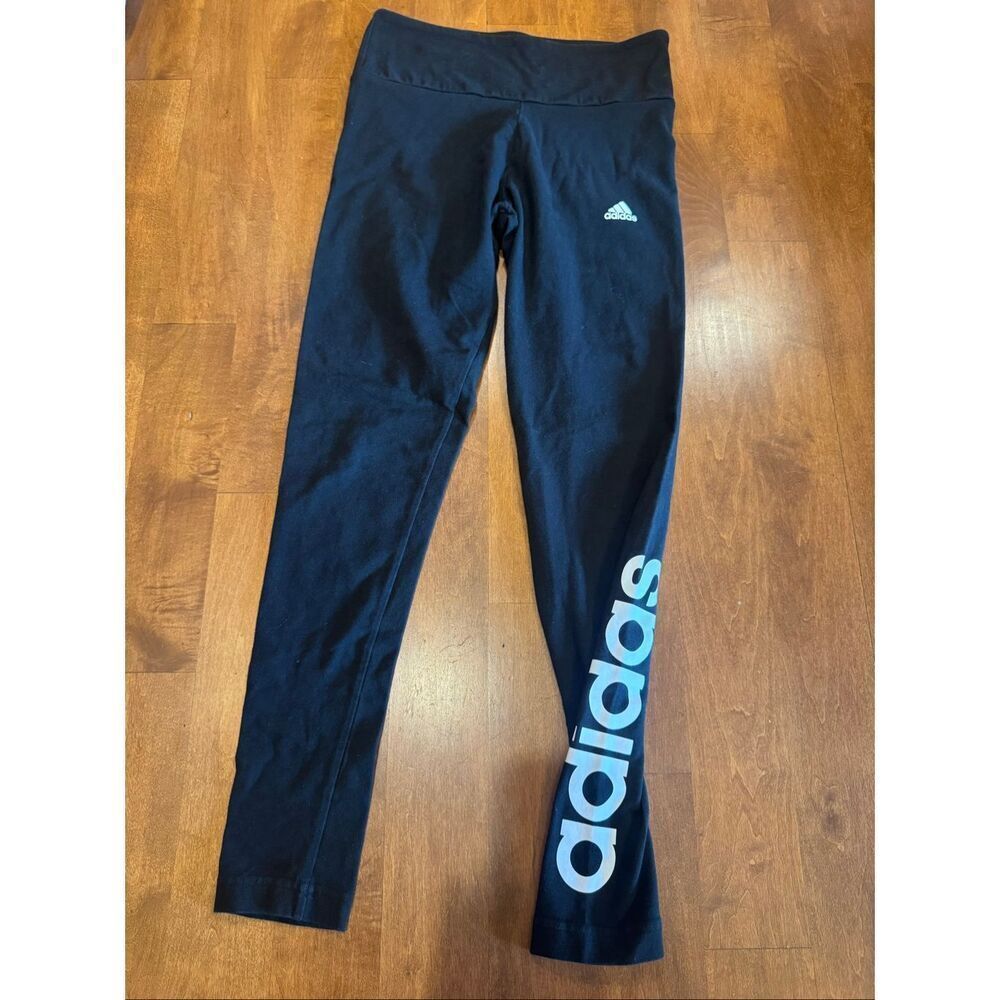 Adidas Women’s Medium Black Logo  Athletic Activewear Workout Pants